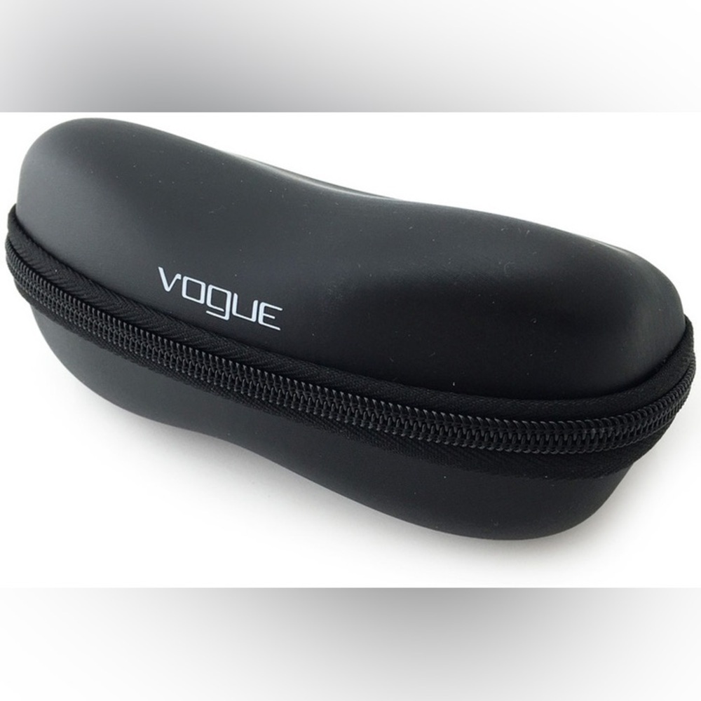 NEW Unused Vogue Black Clamshell Semi Hard Eyewear Glasses Case w Zipper